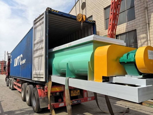 18000L 高速連続ダブルシャフトミキサー パドル 有機肥料水平ミキサー